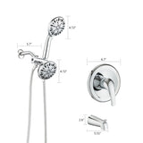 ZUN Shower System with Tub Spout Rain Shower Tub Set, High Pressure Dual 2 in 1 Shower Combo Faucet with W121946399