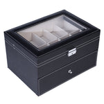 ZUN 20 Compartments Dual Layers Elegant Wooden Watch Collection Box Black 74095307