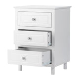 ZUN 45*38*63cm Country Style Three Drawer Night Table Large Size White 27049524