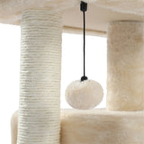 ZUN Modern Small Cat Tree Cat Tower with Sisal Scratching Post, Cozy Condo, Top Perch and Dangling Ball 72733337