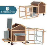 ZUN Chicken Coop with Wheels and handrails,Weatherproof Outdoor Chicken Coop with Nesting Box, Outdoor W142782621