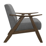 ZUN Modern Home Furniture Gray Fabric Upholstered 1pc Accent Chair Walnut Finish Wood Cushion Back and B01172764