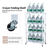 ZUN Joybos® 5 Tier White Heavy Duty Foldable Metal Organizer Shelves with Wheels 41481820