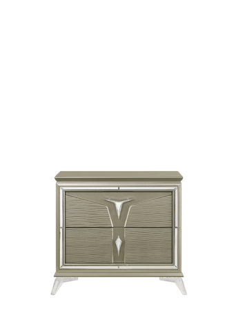 ZUN Samantha Modern Style 2-Drawer Nightstand Made with Wood & Mirrored Accents B009130148