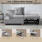 ZUN Single Sofa Bed with Pullout Sleeper, Convertible Folding Futon Chair, Lounge Chair Set with 2pcs W1998121141