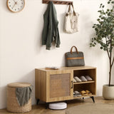 ZUN Modern Shoe-Storage Cabinet with Natural Rattan Mesh Door and Solid Wooden Handle 39.37inch W158183855