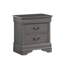 ZUN 1pc Nightstand Gray Louis Philippe Solid wood English Dovetail Construction Antique Nickle Hanging HS11CM7966GY-N-ID-AHD