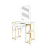 ZUN White modern simple vanity, solid metal frame construction, 9 LED lights illuminate makeup mirror, W33158581