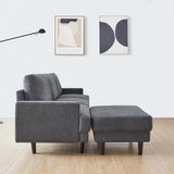 ZUN Modern fabric sofa L shape, 3 seater with ottoman-104.6" Beige 18557690