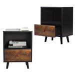 ZUN 2 of Bedside Cupboard with 1 Drawer and Short Legs, End Table with Storing Shelf, Indoors, Black W2181P154918