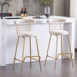 ZUN Bar Stool Set of 2, Luxury Velvet High Bar Stool with Metal Legs and Soft Back, Pub Stool Chairs W117071317