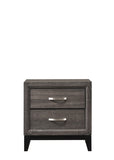 ZUN Contemporary 2-Drawer Nightstand End Table Gray Brown Finish Two Storage Drawers Metal Handles B011P159823