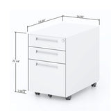 ZUN 3 Drawer Metal Mobile Vertical Locking File Cabinet with Lock, Under Desk Rolling Filing Cabinets 15580496