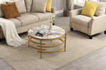 ZUN 32.48'' Round Coffee Table With Sintered Stone Top&Sturdy Metal Frame, Modern Coffee Table for W1071P144334