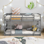 ZUN Twin Over Twin Bunk Bed with Ladder, Gray（OLD SKUWF282787AAE） WF286326AAE