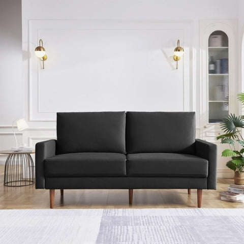 ZUN 69” Modern Decor Upholstered Sofa Furniture, Wide Velvet Fabric Loveseat Couch, Solid Wooden Frame B082111401
