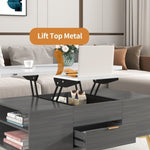 ZUN Modern Lift Top Coffee Table Multi Functional Table with Drawers in Gray & White WF307471AAG