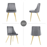 ZUN Modern Grey Velvet Dining Chairs , Fabric Accent Upholstered Chairs Side Chair with gold Legs for W210127129