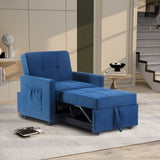 ZUN 3-in-1 Convertible Futon Multi-Functional Sofa Bed Adjustable Reading Chair with Modern Linen Fabric W2121129968