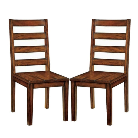 ZUN Set of 2 Wooden Dining Chairs in Tobacco Oak Finish B016P156597