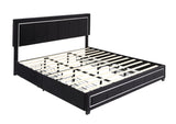 ZUN Upholstered Eastern King Size Platform Bed with LED Lights, Storage Bed with 4 Drawers, Black color W1998121300