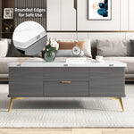 ZUN Modern Lift Top Coffee Table Multi Functional Table with Drawers in Gray & White WF307471AAG