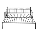 ZUN Twin Size Metal Daybed with Trundle, Daybed with Slat No Box required Black MF296383AAB