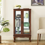 ZUN Curio Cabinet Lighted Curio Diapaly Cabinet with Adjustable Shelves and Mirrored Back Panel, W169392180