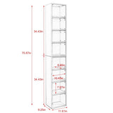 ZUN 8-Tier Media Tower Rack, CD DVD Slim Storage Cabinet with Adjustable Shelves, Tall Narrow Bookcase W1781105108