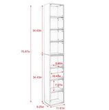 ZUN 8-Tier Media Tower Rack, CD DVD Slim Storage Cabinet with Adjustable Shelves, Tall Narrow Bookcase W1781105107