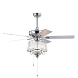 ZUN 52 Inch Crystal Ceiling Fan , Modern Electrical Fan with 5 Wood Reversible Blades, 4 Bulbs Not W1592122690