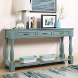 ZUN 63inch Long Wood Console Table with 3 Drawers and 1 Bottom Shelf for Entryway Hallway Easy Assembly W1202114031