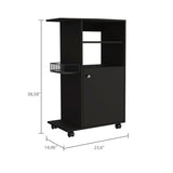 ZUN Napenthe 1-Shelf Kitchen Cart with Caster Black Wengue B06280102