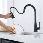 ZUN Kitchen Faucet with Pull Down Sprayer Matte Black, High Arc Single Handle Kitchen Sink Faucet , W1177125200
