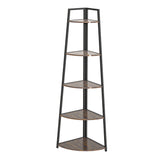 ZUN 5 Tier Corner Bookshelf Multipurpose Shelving Unit Ladder Shelf for Small Space 43155615