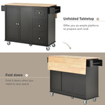 ZUN Rolling Mobile Kitchen Island with Solid Wood Top Locking Wheels,52.7 Inch Width,Storage Cabinet WF287035AAB