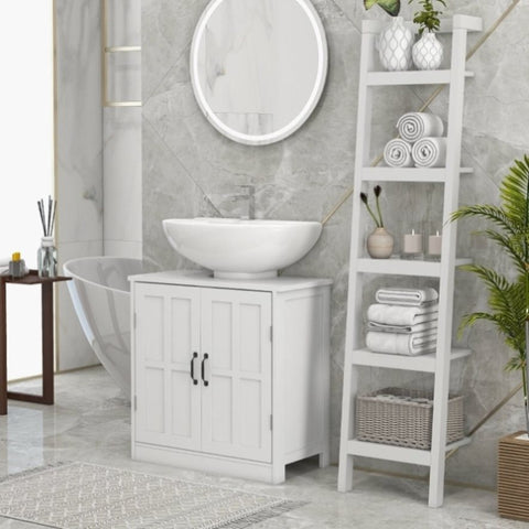 ZUN Bathroom Sink Cabinet, Pedestal Sink Cabinet with Adjustable Shelf, White-AS 25673696