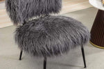 ZUN 25.2'' Wide Faux Fur Plush Accent Chair With Ottoman, Living Room Chair With Footrest, Fluffy W1852107379