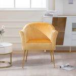 ZUN Velvet Accent Chair with Wood Frame, Modern Armchair Club Leisure Chair with Gold Metal Legs, Single W68058563