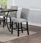 ZUN Grey Fabric Modern Set of 2pcs Dinings Plush Cushion Highs Nailheads Trim Counter Height B011P160051