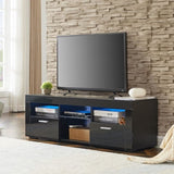 ZUN Black morden TV Stand with LED Lights,high glossy front TV Cabinet,can be assembled in Lounge Room, W67936013
