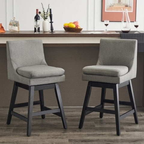 ZUN 26" Upholstered Swivel Bar Stools Set of 2, Modern Linen Fabric High Back Counter Stools with W1893123703
