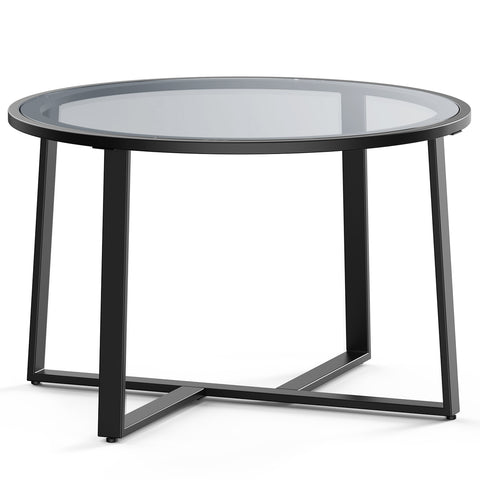 ZUN Evajoy 27.6" Black Coffee Table with Tempered Clear Glass 14248795