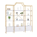 ZUN 78 Inch 4 Tiers Home Office Bookcase Bookshelf, Storage Cabinet Display Shelf, X Bar Gold Frame WF306848AAG