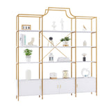 ZUN 78 Inch 4 Tiers Home Office Bookcase Bookshelf, Storage Cabinet Display Shelf, X Bar Gold Frame WF306848AAG