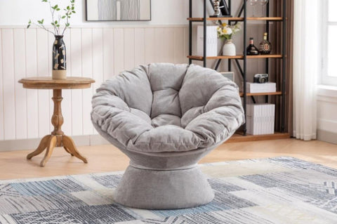 ZUN Oversized Swivel Accent Chair, 360 Swivel Barrel Chair, Papasan Chair for Living Room Bedroom W1752139592