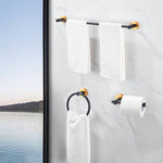 ZUN Bathroom Hardware Set, Thicken Space Aluminum 3 PCS Towel bar Set- Black Gold 16-27 Inches 55156034