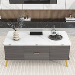 ZUN Modern Lift Top Coffee Table Multi Functional Table with Drawers in Gray & White WF307471AAG