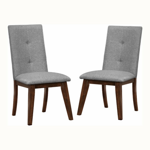 ZUN Modern Contemporary Chairs Walnut Solid wood Gray Fabric Seat Set of 2pc Side Chairs Kitchen B011131279
