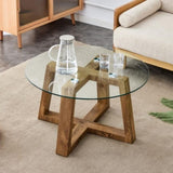 ZUN Modern practical circular coffee and tea tables. Made of transparent tempered glass tabletop and W1151138530